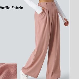 Wide leg waffle work pant. Halara.